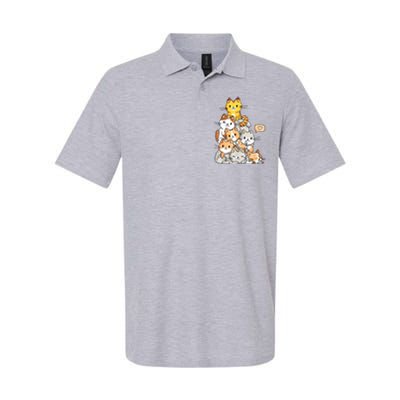 Cute Kawaii Cat Kitty Meowtain Cats Pile Chibi Women Girls Softstyle Adult Sport Polo