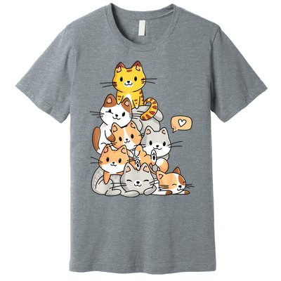 Cute Kawaii Cat Kitty Meowtain Cats Pile Chibi Women Girls Premium T-Shirt