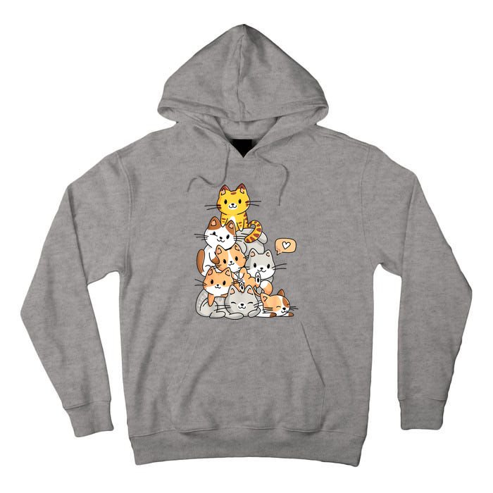 Cute Kawaii Cat Kitty Meowtain Cats Pile Chibi Women Girls Tall Hoodie