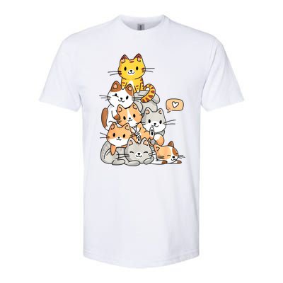 Cute Kawaii Cat Kitty Meowtain Cats Pile Chibi Women Girls Softstyle CVC T-Shirt