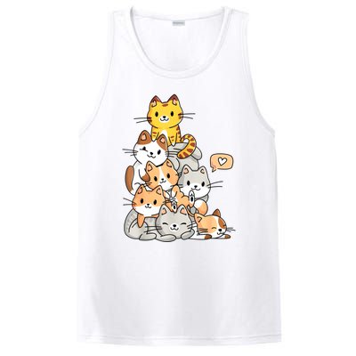 Cute Kawaii Cat Kitty Meowtain Cats Pile Chibi Women Girls PosiCharge Competitor Tank