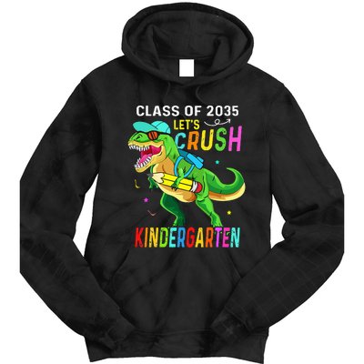 Crush Kindergarten class 2035 back to school dinosaur Tie Dye Hoodie