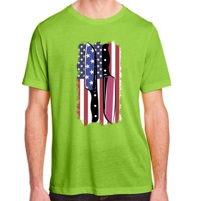 Chef Knife Cooking Kitchen American Flag Cute Gift Adult ChromaSoft Performance T-Shirt