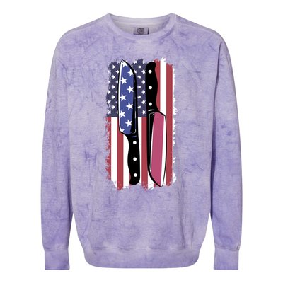 Chef Knife Cooking Kitchen American Flag Cute Gift Colorblast Crewneck Sweatshirt