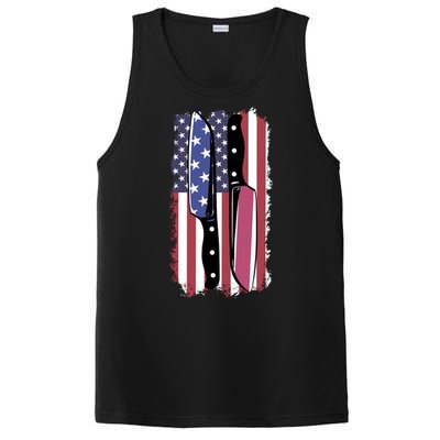 Chef Knife Cooking Kitchen American Flag Cute Gift PosiCharge Competitor Tank