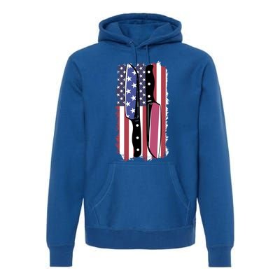 Chef Knife Cooking Kitchen American Flag Cute Gift Premium Hoodie