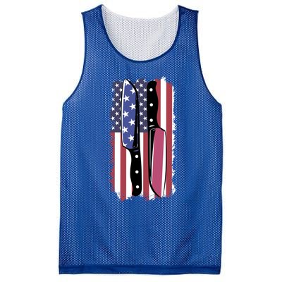 Chef Knife Cooking Kitchen American Flag Cute Gift Mesh Reversible Basketball Jersey Tank