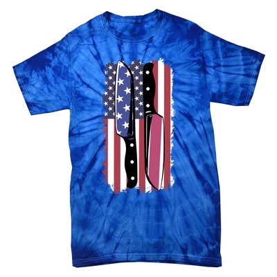 Chef Knife Cooking Kitchen American Flag Cute Gift Tie-Dye T-Shirt