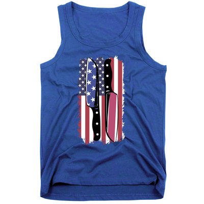 Chef Knife Cooking Kitchen American Flag Cute Gift Tank Top