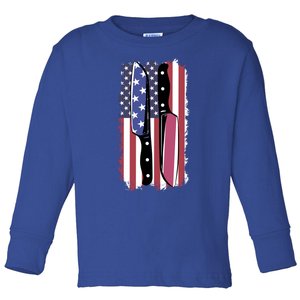 Chef Knife Cooking Kitchen American Flag Cute Gift Toddler Long Sleeve Shirt