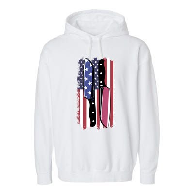 Chef Knife Cooking Kitchen American Flag Cute Gift Garment-Dyed Fleece Hoodie