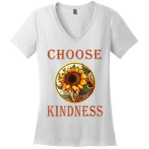 Choose Kindness Colorful Sunflower Women's V-Neck T-Shirt