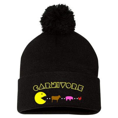 Carnivore Keto Diet Meat Eater Pom Pom 12in Knit Beanie