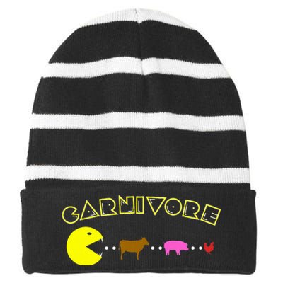 Carnivore Keto Diet Meat Eater Striped Beanie with Solid Band