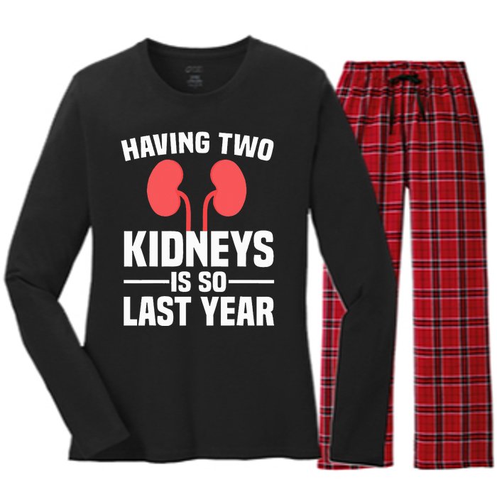 Cute Kidney Donor Art Kidney Transplant Survivor Women's Long Sleeve Flannel Pajama Set 