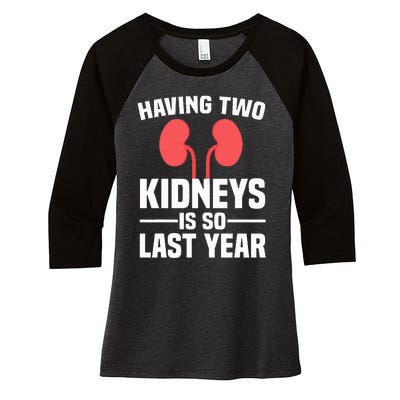 Cute Kidney Donor Art Kidney Transplant Survivor Women's Tri-Blend 3/4-Sleeve Raglan Shirt