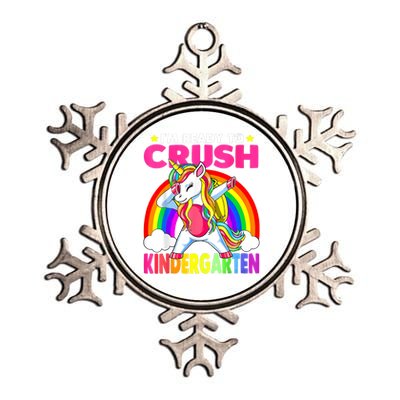 Crush Kindergarten Dabbing Unicorn Back To School Girl Metallic Star Ornament