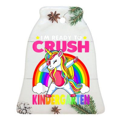 Crush Kindergarten Dabbing Unicorn Back To School Girl Ceramic Bell Ornament