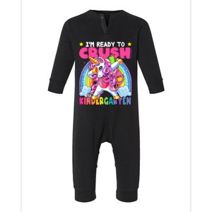 Crush Kindergarten Dabbing Unicorn Back To School Girl Gift Infant Fleece One Piece