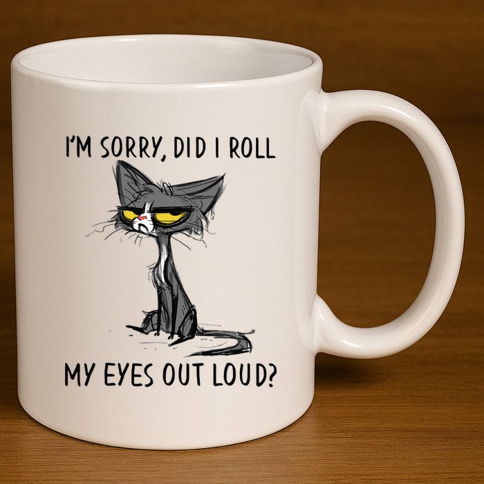 Cat Kitten Did I Roll My Eyes Out Loud Funny Sarcastic 11oz C Handle Ceramic Mug