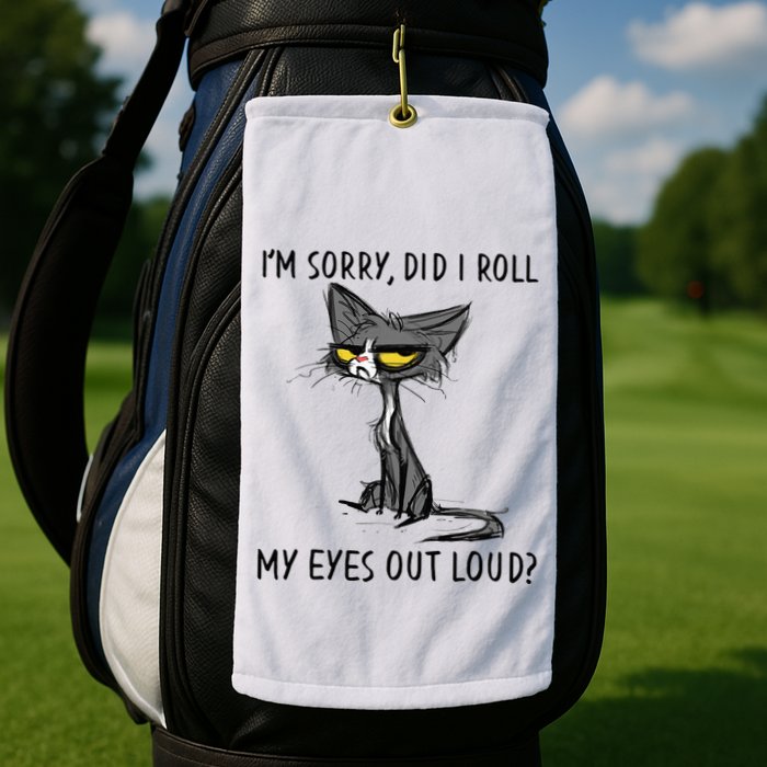 Cat Kitten Did I Roll My Eyes Out Loud Funny Sarcastic Golf Towel