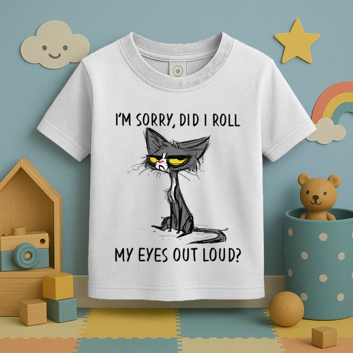 Cat Kitten Did I Roll My Eyes Out Loud Funny Sarcastic Toddler T-Shirt