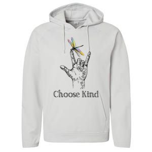 Choose Kind Dragonfly I Love You ASL Sign Language Deaf Performance Fleece Hoodie