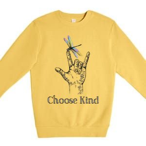 Choose Kind Dragonfly I Love You ASL Sign Language Deaf Premium Crewneck Sweatshirt