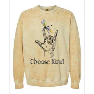 Choose Kind Dragonfly I Love You ASL Sign Language Deaf Colorblast Crewneck Sweatshirt