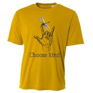 Choose Kind Dragonfly I Love You ASL Sign Language Deaf Cooling Performance Crew T-Shirt