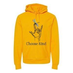 Choose Kind Dragonfly I Love You ASL Sign Language Deaf Premium Hoodie