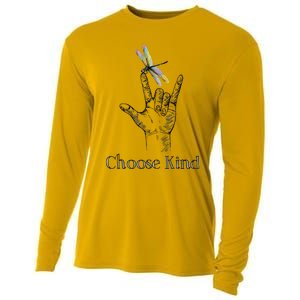 Choose Kind Dragonfly I Love You ASL Sign Language Deaf Cooling Performance Long Sleeve Crew