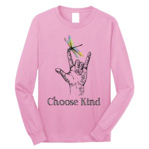 Choose Kind Dragonfly I Love You ASL Sign Language Deaf Long Sleeve Shirt