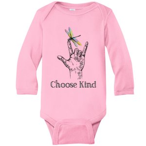 Choose Kind Dragonfly I Love You ASL Sign Language Deaf Baby Long Sleeve Bodysuit