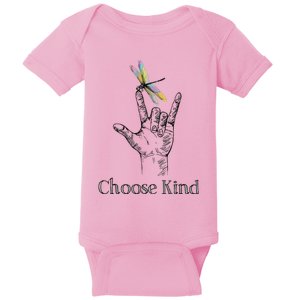 Choose Kind Dragonfly I Love You ASL Sign Language Deaf Baby Bodysuit