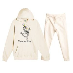 Choose Kind Dragonfly I Love You ASL Sign Language Deaf Premium Hooded Sweatsuit Set