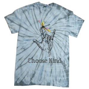 Choose Kind Dragonfly I Love You ASL Sign Language Deaf Tie-Dye T-Shirt