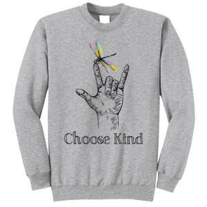 Choose Kind Dragonfly I Love You ASL Sign Language Deaf Tall Sweatshirt