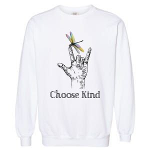 Choose Kind Dragonfly I Love You ASL Sign Language Deaf Garment-Dyed Sweatshirt