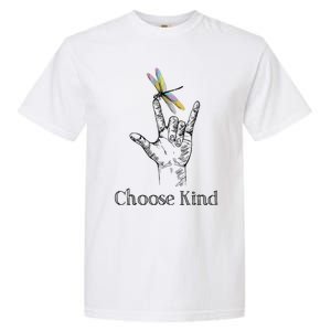 Choose Kind Dragonfly I Love You ASL Sign Language Deaf Garment-Dyed Heavyweight T-Shirt