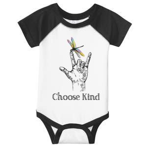 Choose Kind Dragonfly I Love You ASL Sign Language Deaf Infant Baby Jersey Bodysuit