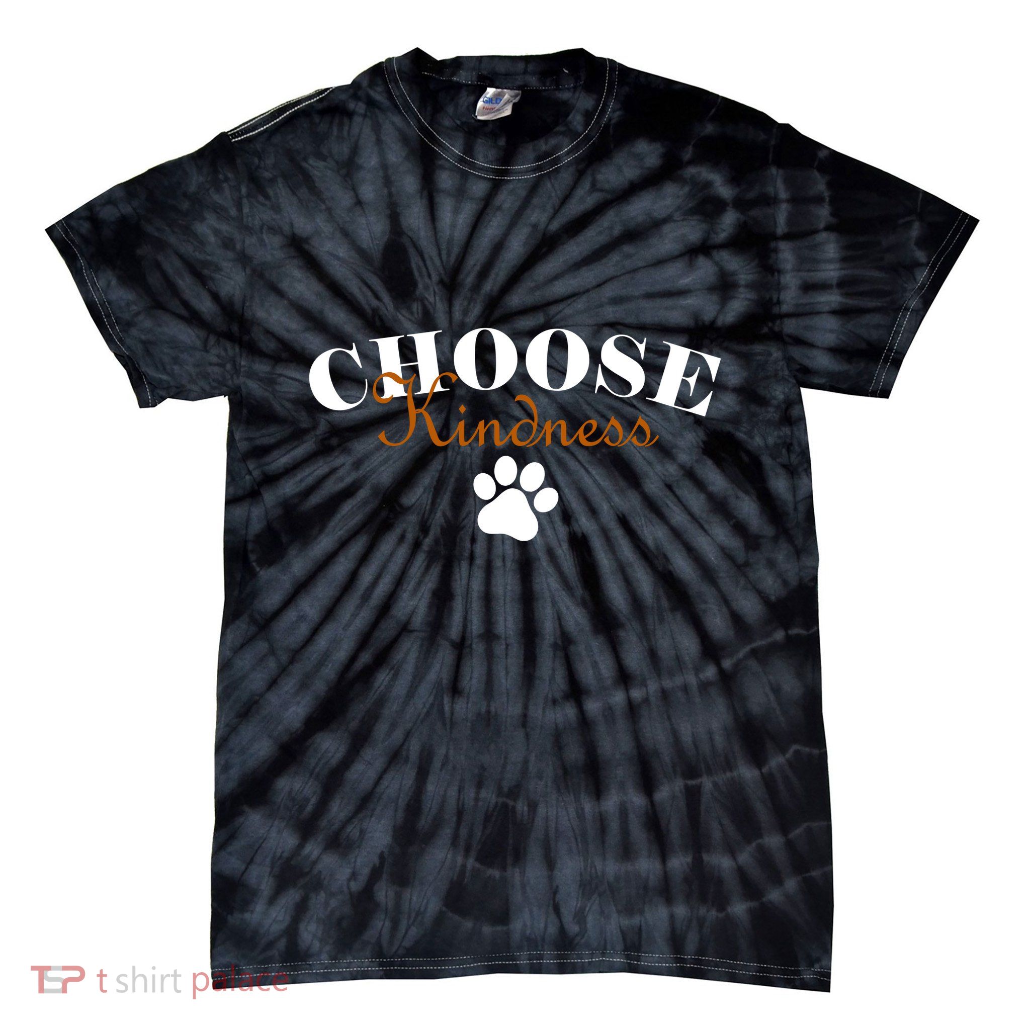Choose Kindness Dog Paw Print Tie-Dye T-Shirt