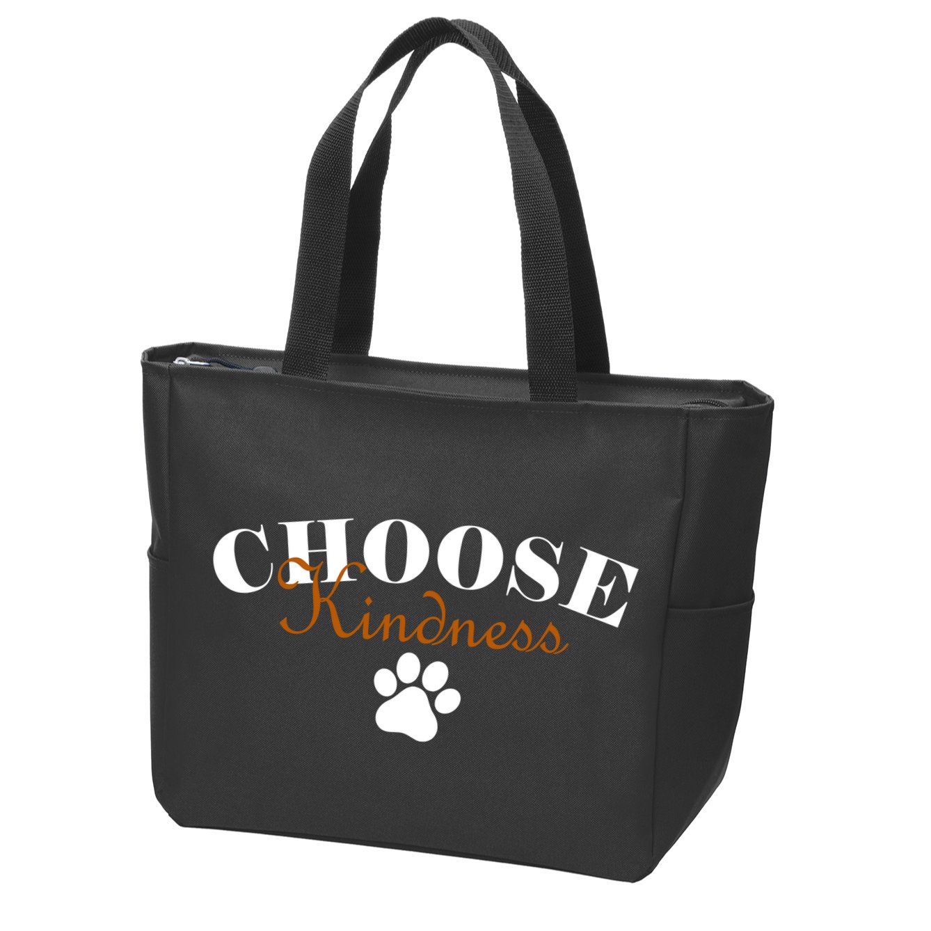 Choose Kindness Dog Paw Print Zip Tote Bag