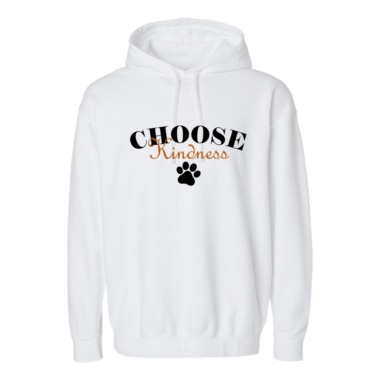 Choose Kindness Dog Paw Print Garment-Dyed Fleece Hoodie