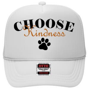 Choose Kindness Dog Paw Print High Crown Mesh Back Trucker Hat