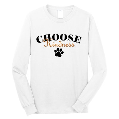Choose Kindness Dog Paw Print Long Sleeve Shirt