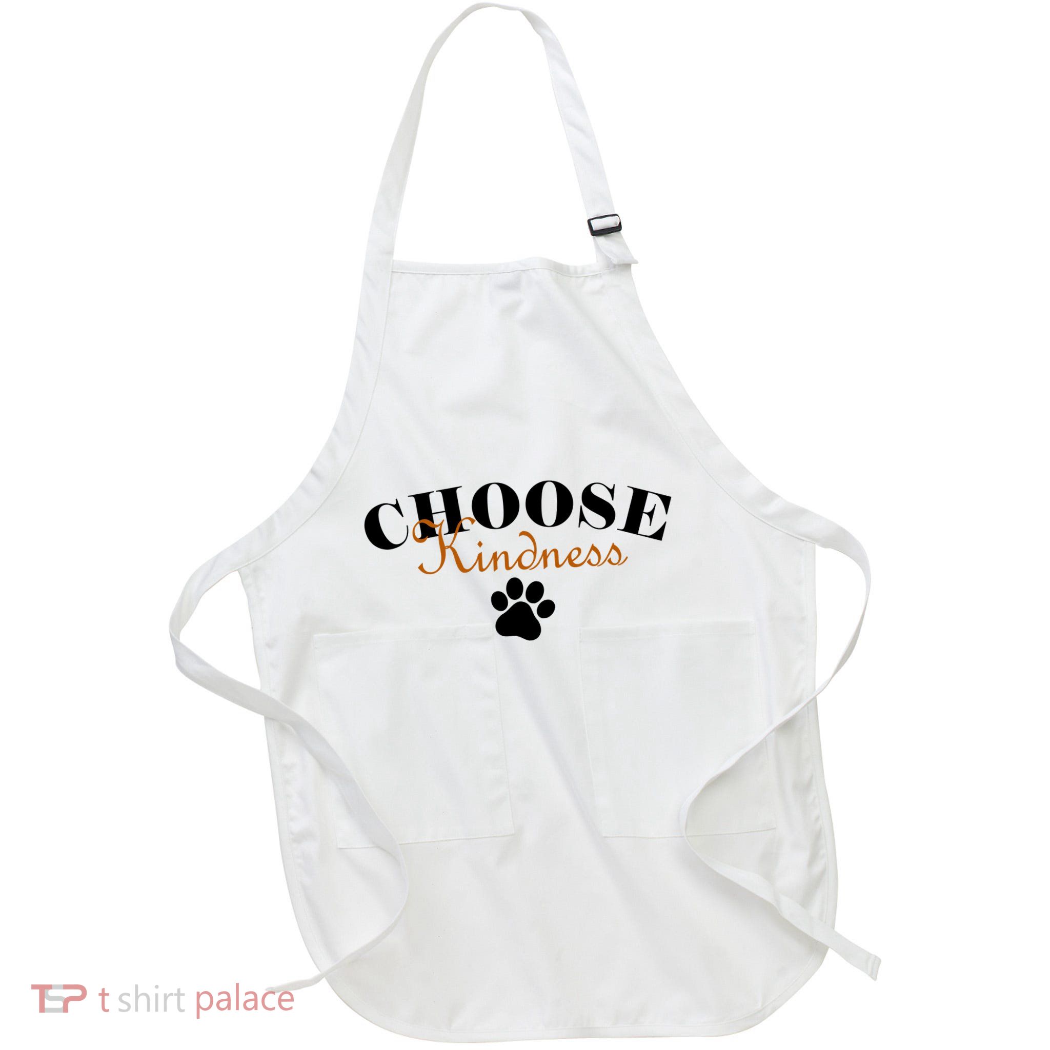 Choose Kindness Dog Paw Print Full-Length Apron With Pockets