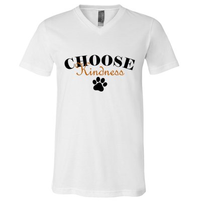 Choose Kindness Dog Paw Print V-Neck T-Shirt