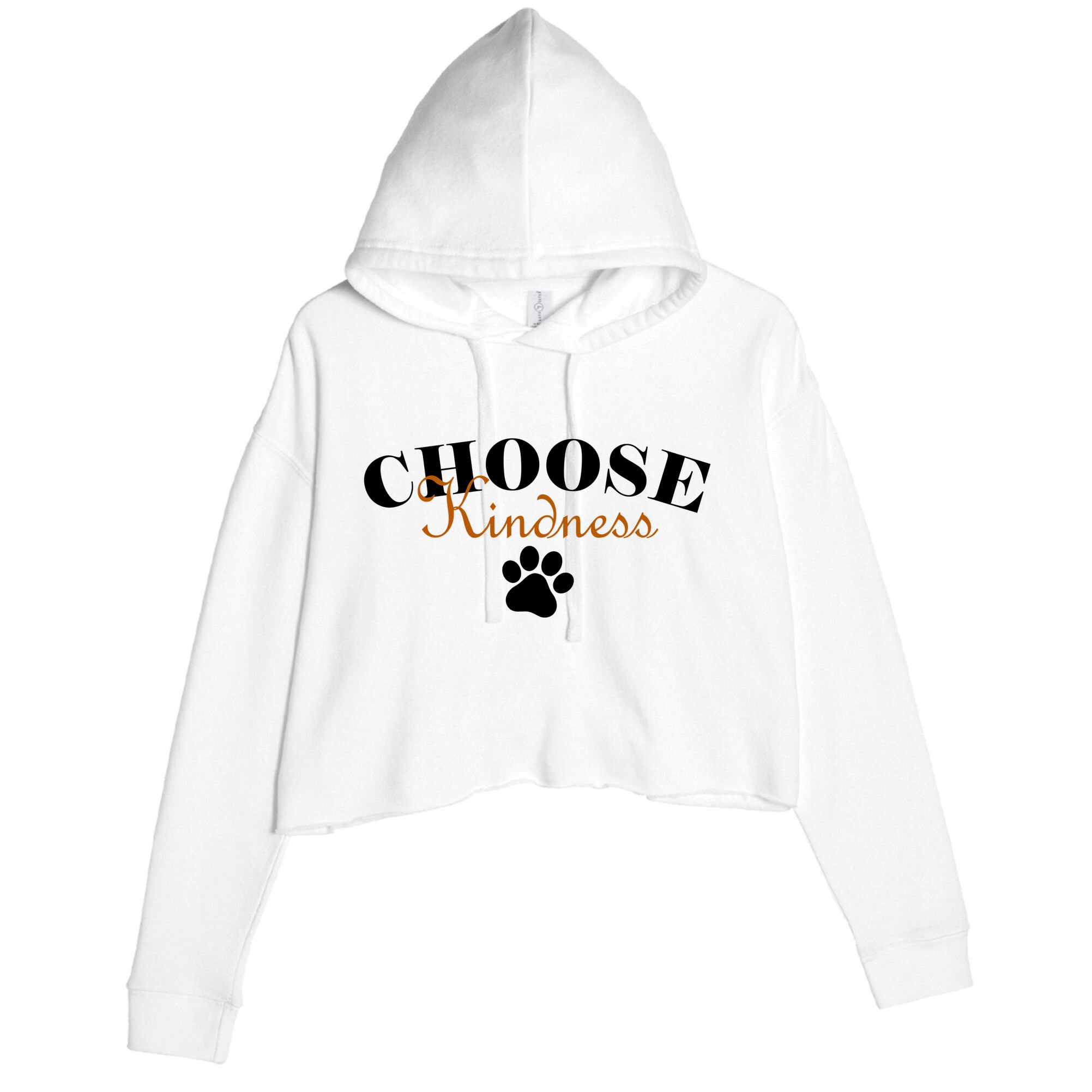 Choose Kindness Dog Paw Print Crop Fleece Hoodie