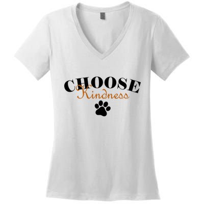 Choose Kindness Dog Paw Print Women's V-Neck T-Shirt